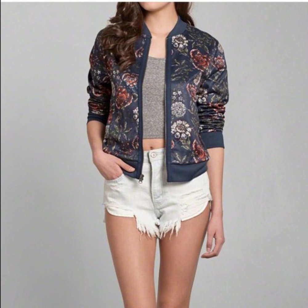 Abercrombie and Fitch floral bomber jacket